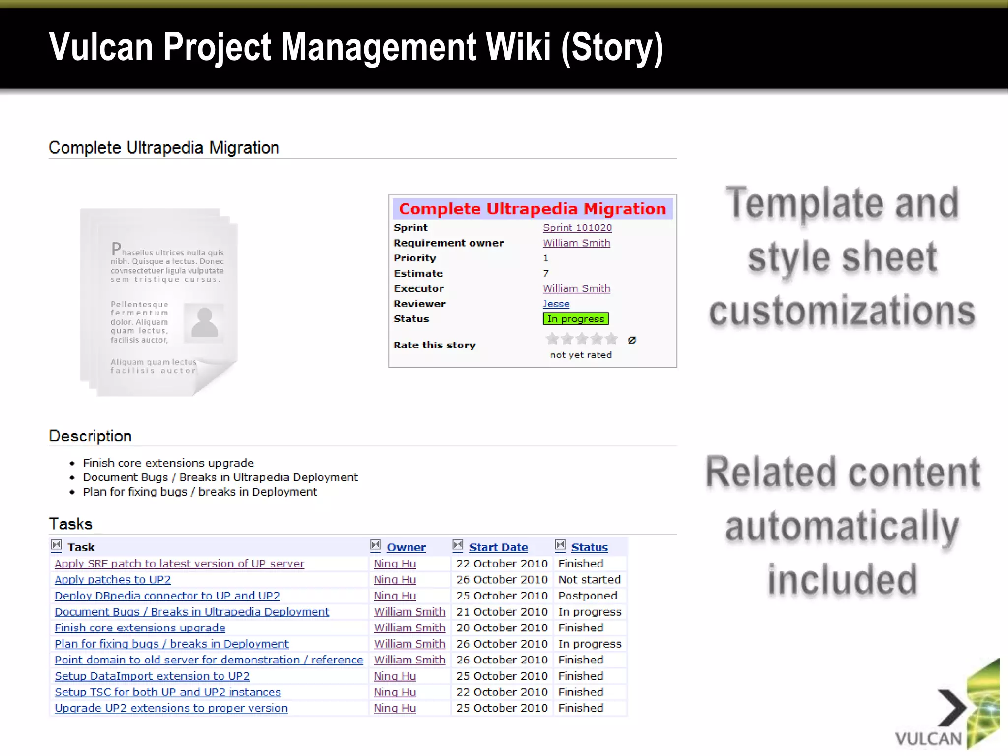 Vulcan Project Management Wiki (Story)
 