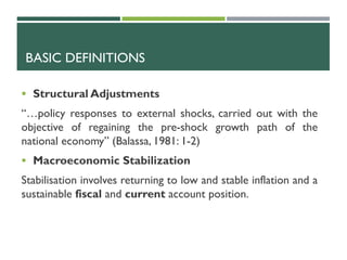 Macro-economic stabilisation and structural adjustment in India (1991 ...