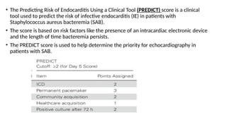 Predict Score Endocarditis MSSA BACTEREMIA PRESENTATION ,MANAGEMENT, | PPTX