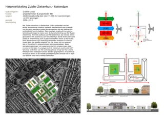 Herontwikkeling Zuider Ziekenhuis- Rotterdam
                                                                                                                            PARK                                                                                                          PARK
opdrachtgever:   Groene Groep
functie:         projectarchitect & projectleider MEI
opgave:          stedenbouwkundig plan voor 15.000 m2 voorzieningen
                  en 250 woningen
periode:         2008-2012                                                                                               PARK
beschrijving
                                                                                                                       WONEN
                 Het Zuiderziekenhuis in Rotterdam Zuid is onderdeel van het
                 eerste Rotterdamse tuindorp Vreewijk. Kenmerkend voor Vreewijk
                 zijn de semi-openbare groene binnentereinen die een belangrijke                                         ZORG                                                                                                                     1½-LIJNSZORG



                 verbindende functie hadden. Deze typolgie is gebruikt om een on-
                 twikkelingstrategie te maken voor de herontwikkeling van het Zuider                                   WONEN
                 Ziekenhuis. Rond de oudbouw van het ziekenhuis zijn nieuwe hoven
                 gesitueerd. Het assenkruis van het ziekenhuis wordt tevens herhaald
                 zodat de ontwikkeling zich als een drosteeffect hecht op de locatie.                                    STAD                                                                                           SCHOOL                         CREATIEVE ZORG

                 Deze binnenhoven zijn onderling verbonden waardoor er diverse
                                                                                                                                                                                                                                                       NON FOOD WINKELS
                                                                                                                                                                                                                                                       CULTURELE VOORZIENINGEN
                                                                                                                                                                                                                                                       HORECA

                 routes door het gebied mogelijk zijn. De hoven zijn zo opgezet
                 dat er flexibiliteit is programma en wonintypologieeen. Naast
                 eeengezinswoningen zijn appartementen en zorgwoningen opg-                                                 PLEIN                                                                                                         PLEIN
                 enomen in het plan. In analogie met de ziekehuis wordt anderhalf
                 lijnszorg onderdeel van het centrale gebouw terwijl aan de Groene
                 Hilledijk meer stedelijke functies worden gegroepeerd. De oudbouw
                 vervult zo tevens in de nieuwe ontwikkeling een centrale rol en blijft
                 zijn waarde voor heel Vreewijk behouden.




                                                                                                                                                                          ruimtelijk beeld straat geprononceerd maken
                                                                                                                                                                                                                            nieuw




                                                                                                                                              hoF i                                                                              hoF ii



                                                                                                                             bijzondere nieuwe hoek                                                                     bijzondere hoek


                                                                                                                                                                                                                                   oud
                                                                                                                                        optie nieuw hof                                                                       optie hof bij oudbouw


                                                                                                                       appartementen/
                                                                                                                       bebo’s/
                                                                                                                       grondgebonden woning




                                                                                                                                        groen hof         parkeer onder straat
                                                                                                                 grotere woning



                                                                                          principe plattegrond en doorsnede oud en nieuwbouw met vreewijk kwaliteit
 