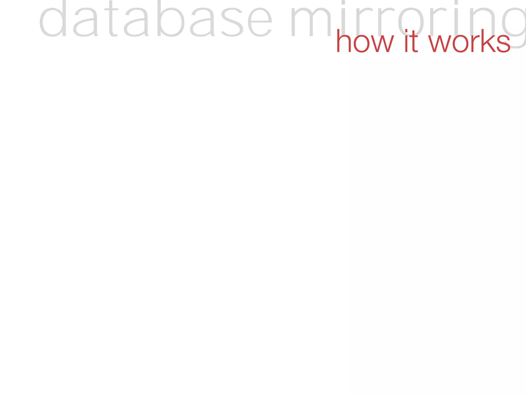 database mirroringhow it works
 