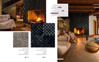 Ópus Grigio
28,8 x 28,8 x 1,1 cm
702149
Mármore
Acabamento Natural
Ópus Preto
28,8 x 28,8 x 1,1 cm
702148
Ardósia
Acabamento Natural
O ritmo veloz das grandes cidades
e o avanço da tecnologia são temas
frequentes na Op-Art, que expressa
o frenesi da vida moderna por meio de
elementos gráficos repetitivos.
Da mesma maneira, o Opus graceja
nossas percepções ópticas, pois os
pequenos relevos em cada peça criam
a ilusão de um produto diferente de
acordo com a posição do espectador.
//ópus preto
//reserve
//première
17
 