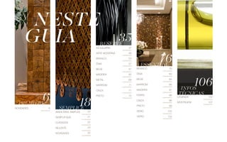 Legenda
Montagem
branco
ônix
bege
marrom
madeira
Ferro
cinza
preto
seixo
vidro
ainda mais simples
semplifique
Cuidados
rejunte
novidades
//reserve
//essential
azulejaria
Arte moderna
branco
Ônix
bege
madeira
metal
marrom
cinza
preto
37
46
53
57
61
65
69
71
71
72
20
21
22
23
25
106
107
78
83
84
88
91
96
98
99
100
102
6//première
Novidades //Semplice
18
106
35
76
8
//infos
técnicas
// neste
guia
 