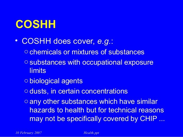 coshh maximum exposure limits