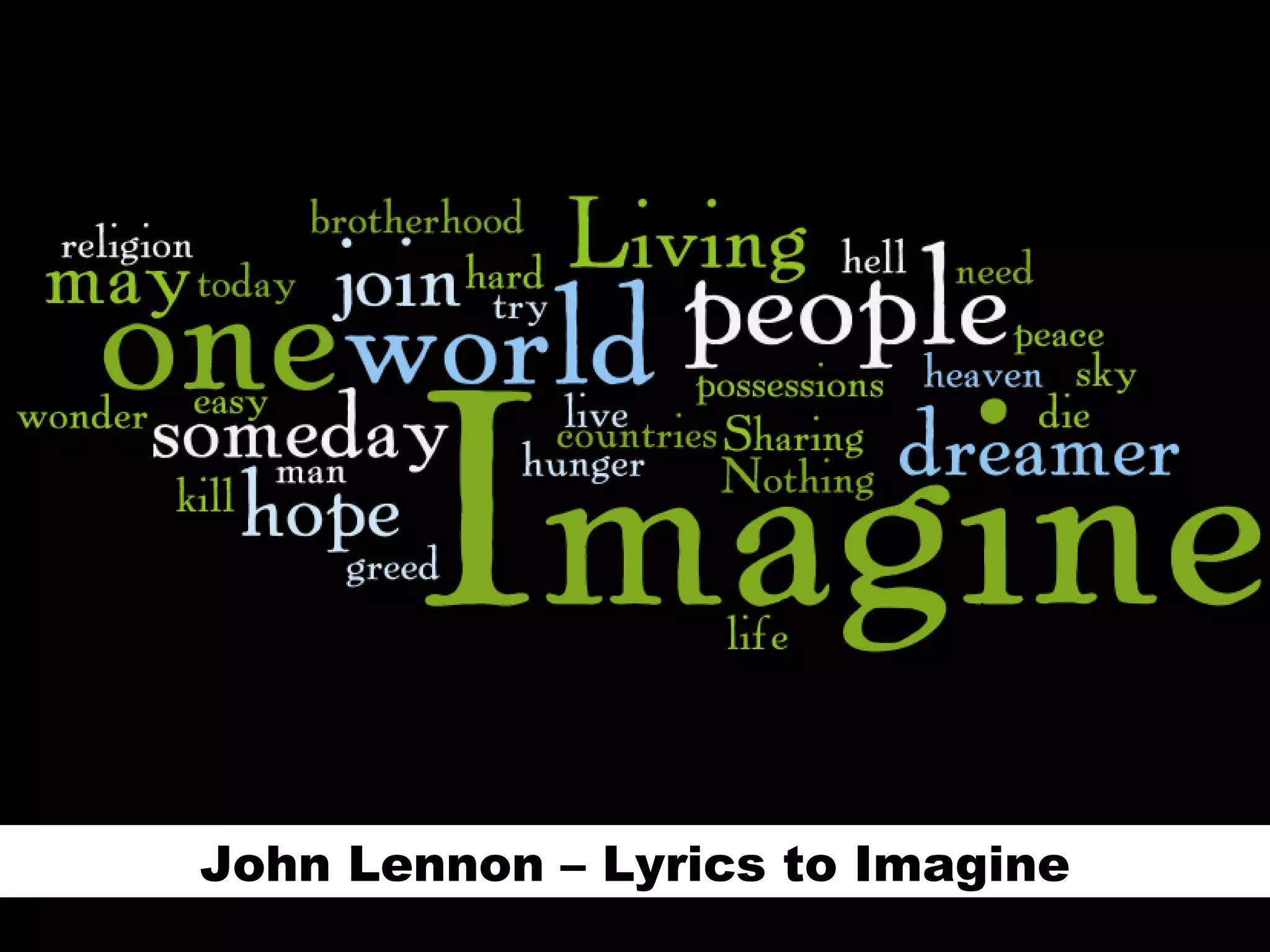John Lennon – Lyrics to Imagine 