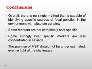 Microbial source tracking markers for detection of fecal contamination ...