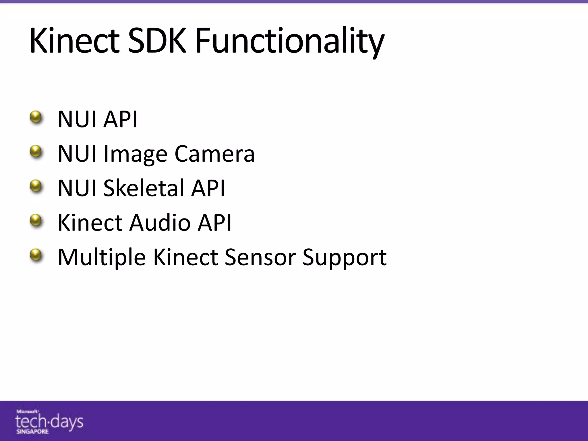 Kinect SDK Functionality
 