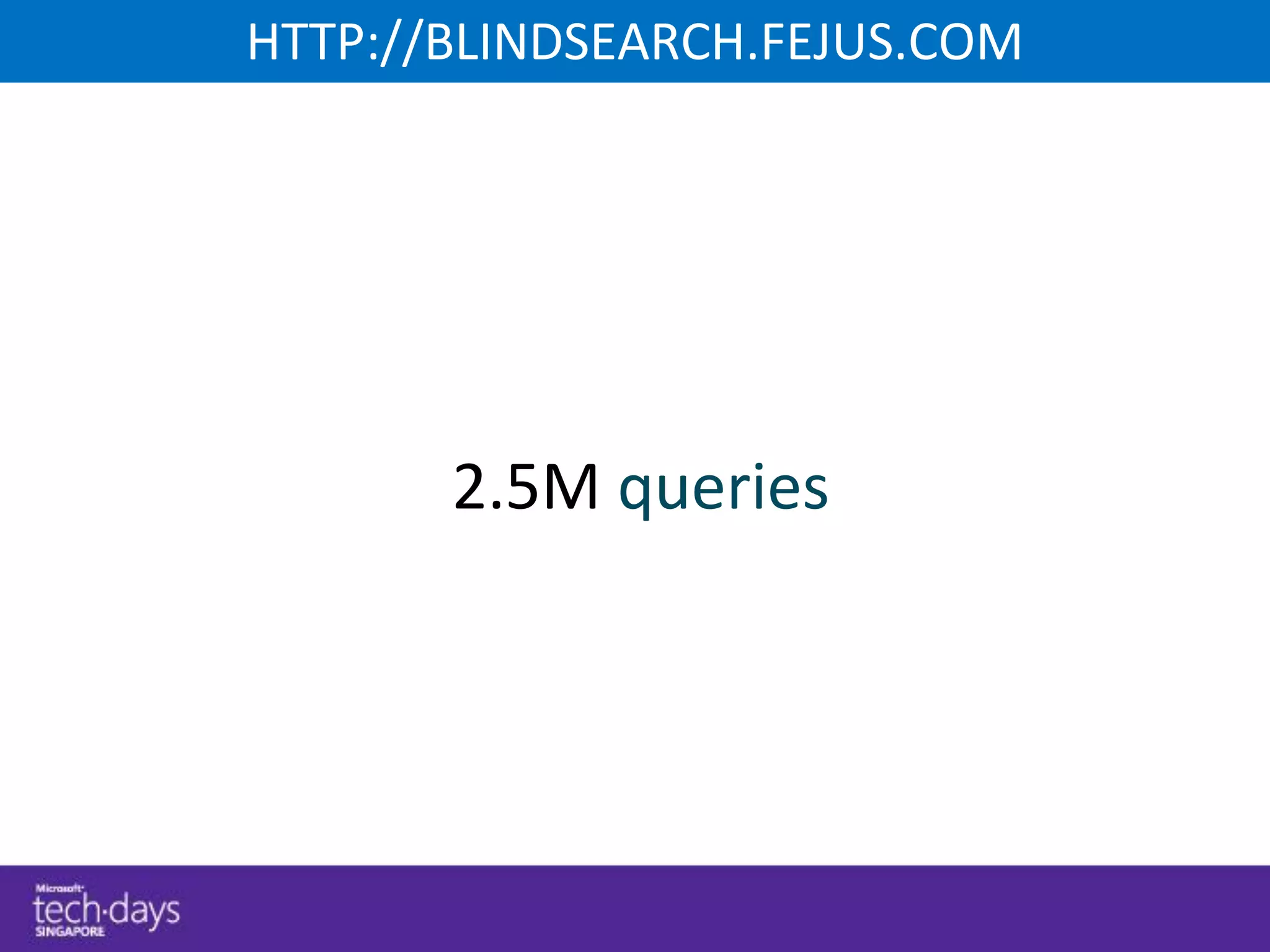 HTTP://BLINDSEARCH.FEJUS.COM




       2.5M queries
 