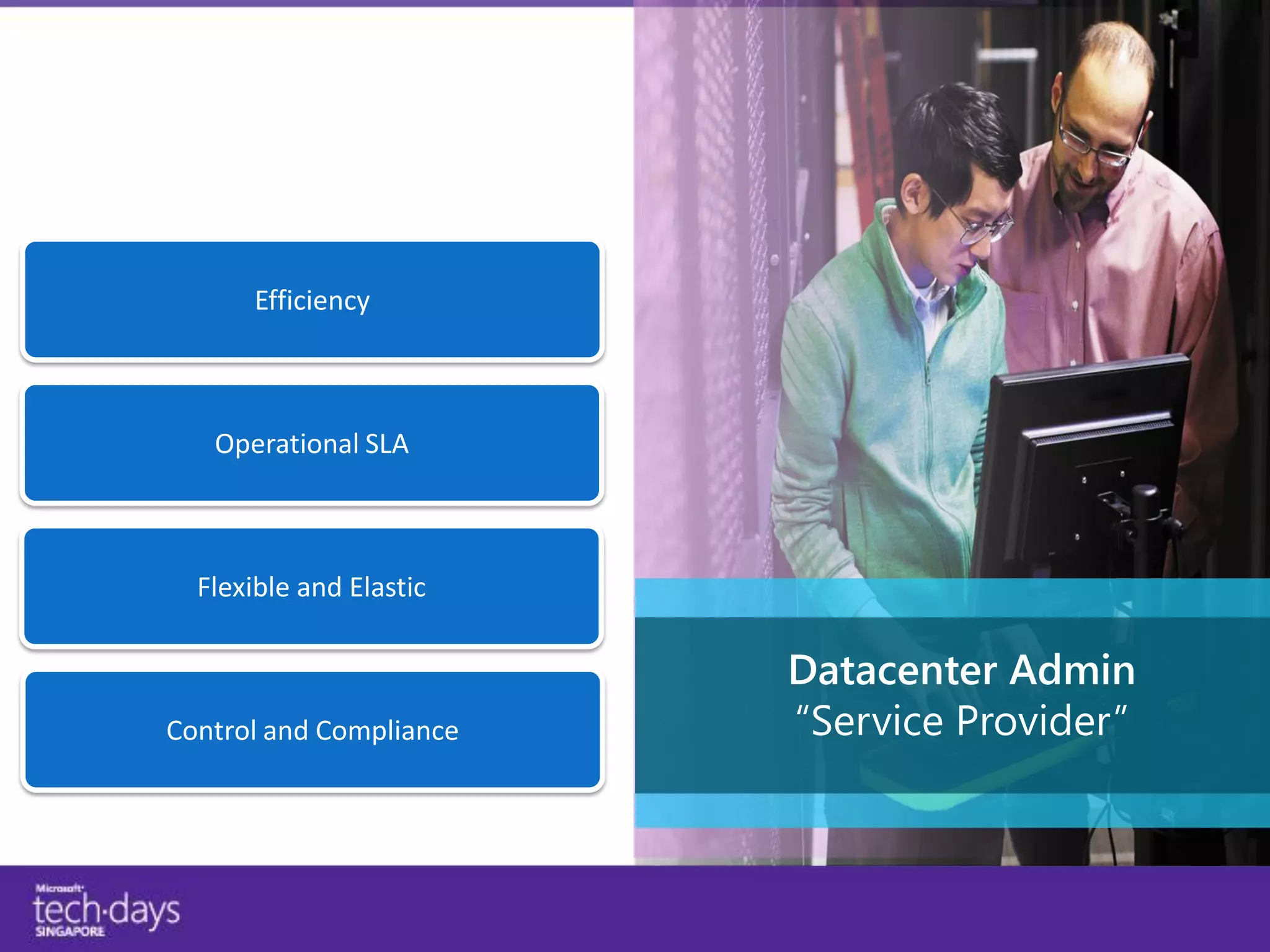 Providing IT as a Service




                            Datacenter Admin
                            “Service Provider”
 