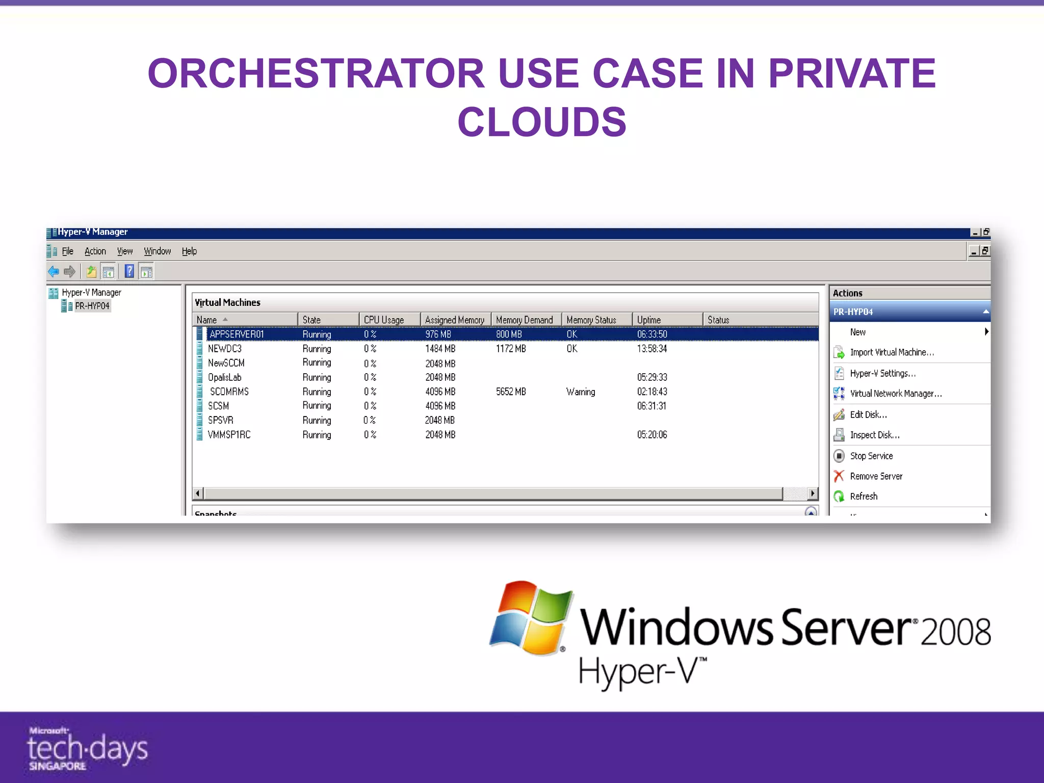 ORCHESTRATOR USE CASE IN PRIVATE
           CLOUDS
 