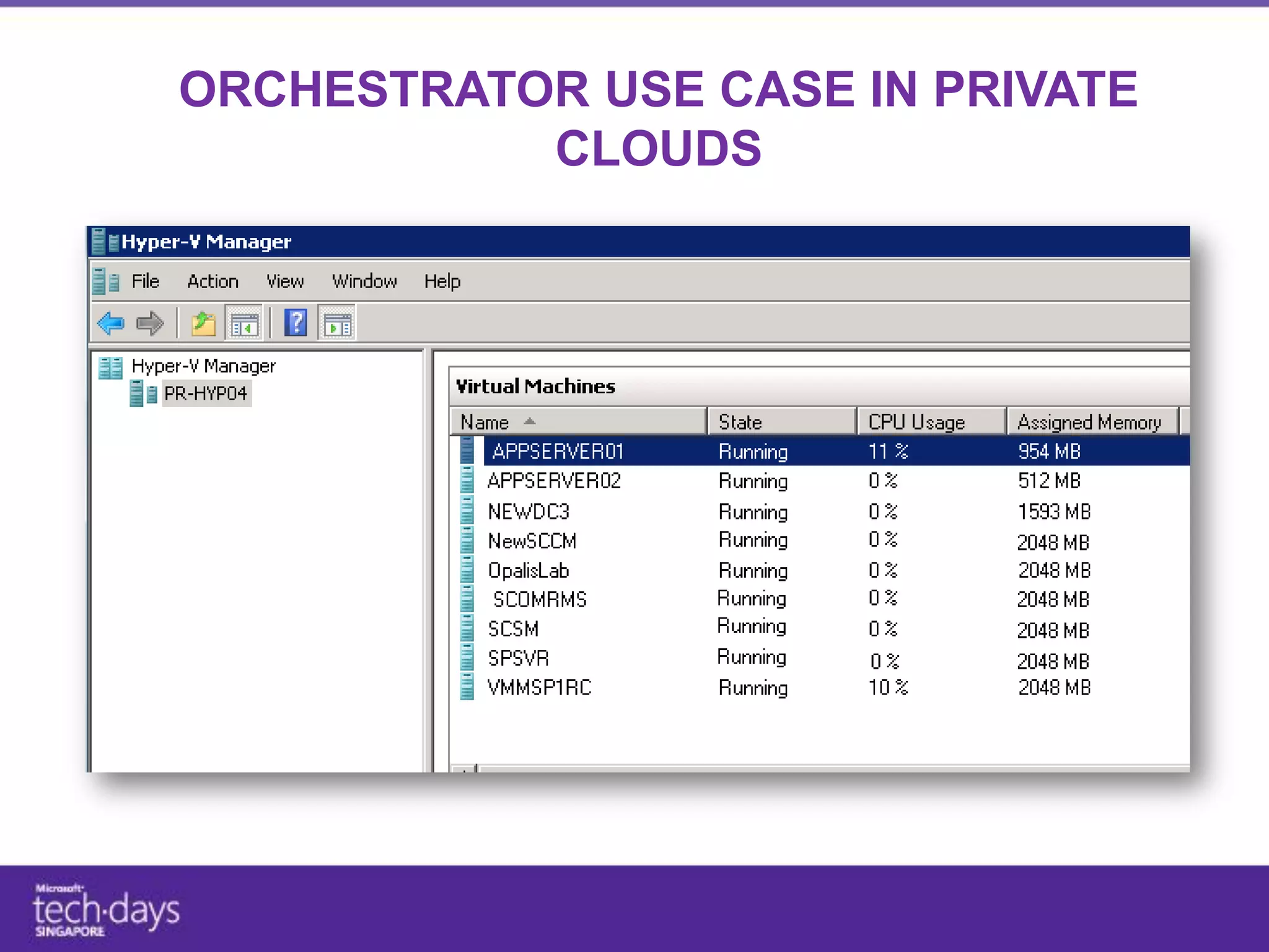 ORCHESTRATOR USE CASE IN PRIVATE
           CLOUDS
 