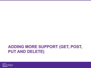 ADDING MORE SUPPORT (GET, POST,
PUT AND DELETE)
 