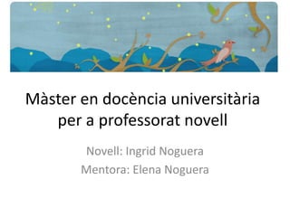 Màster en docènciauniversitària per a professoratnovell Novell: Ingrid Noguera Mentora: Elena Noguera 