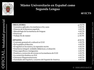  Diseño Curricular de Cursos de Español 				5 ECTS