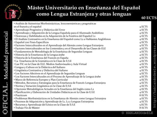  Léxico. Español L2/LE  						3 ECTS