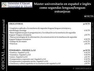 MÁSTERES OFICIALES http://hablandodeele.wordpress.com