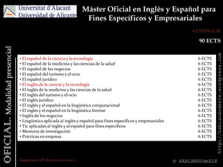 MÁSTERES OFICIALES http://hablandodeele.wordpress.com