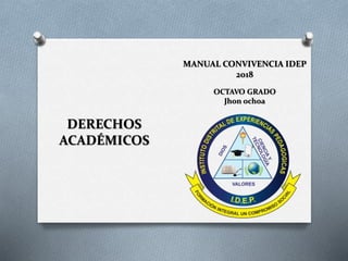OCTAVO GRADO
Jhon ochoa
MANUAL CONVIVENCIA IDEP
2018
DERECHOS
ACADÉMICOS
 
