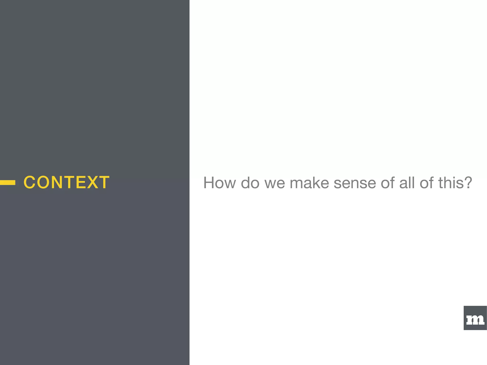 m
How do we make sense of all of this?CONTEXT
 