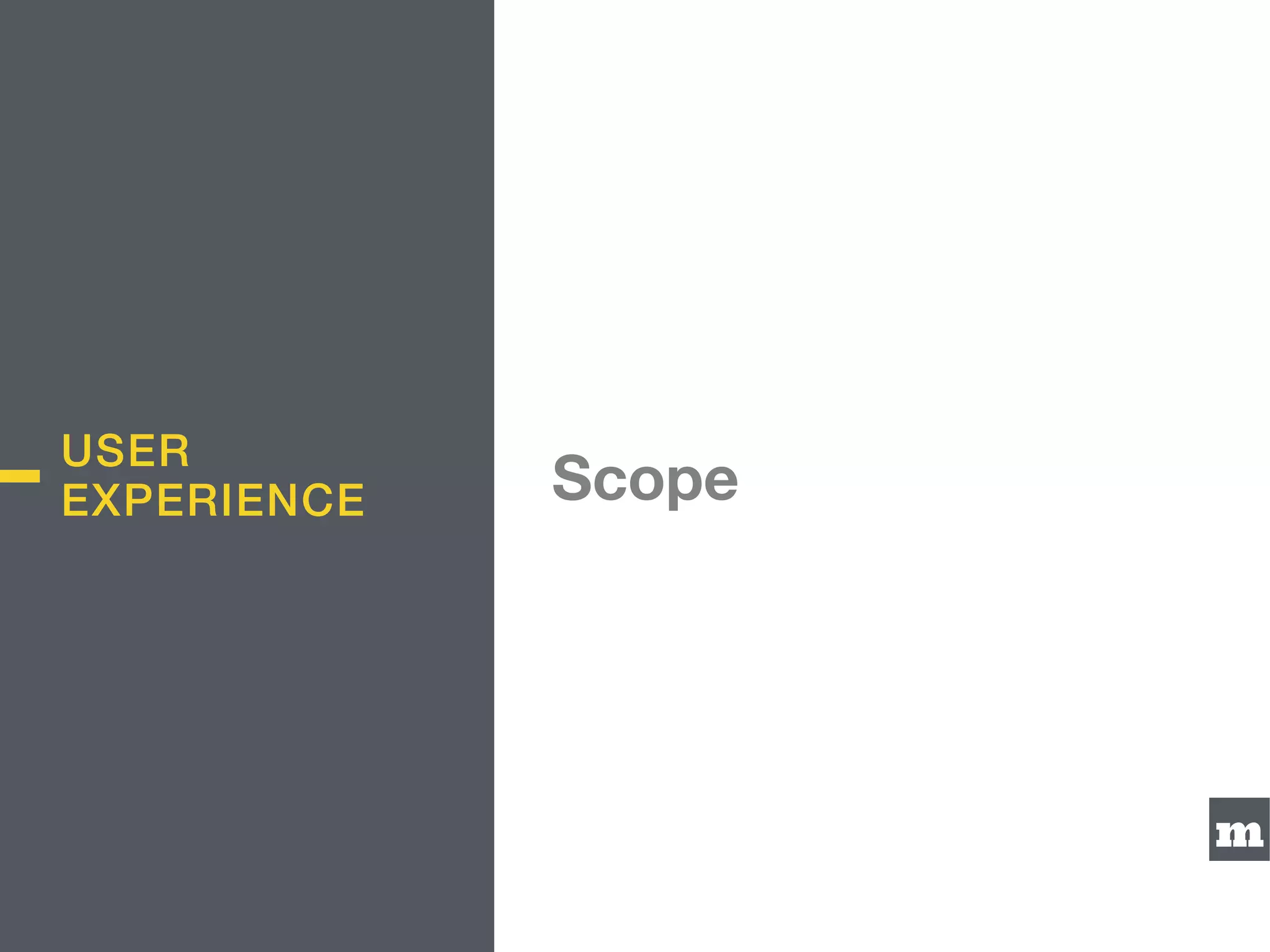 m
Scope
USER
EXPERIENCE
 