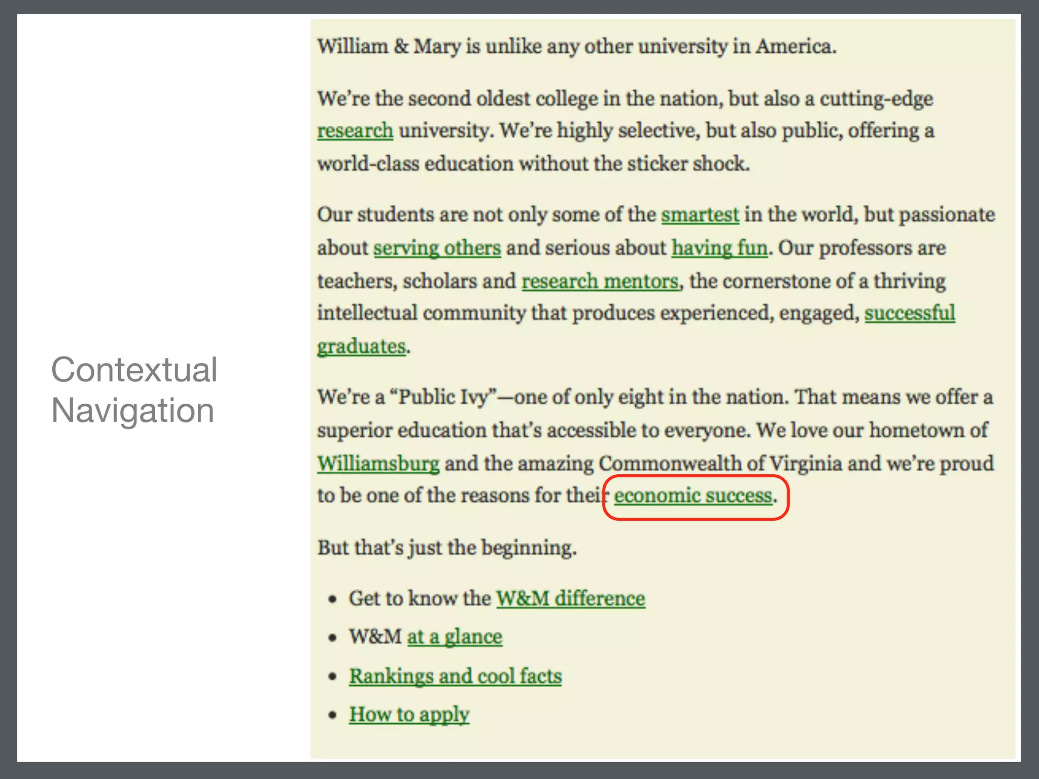 Contextual 
Navigation
 