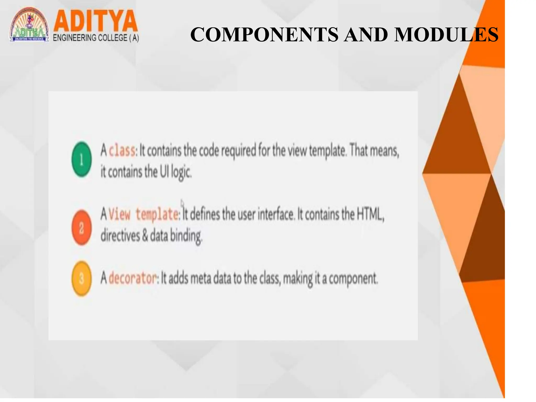 COMPONENTS AND MODULES
 