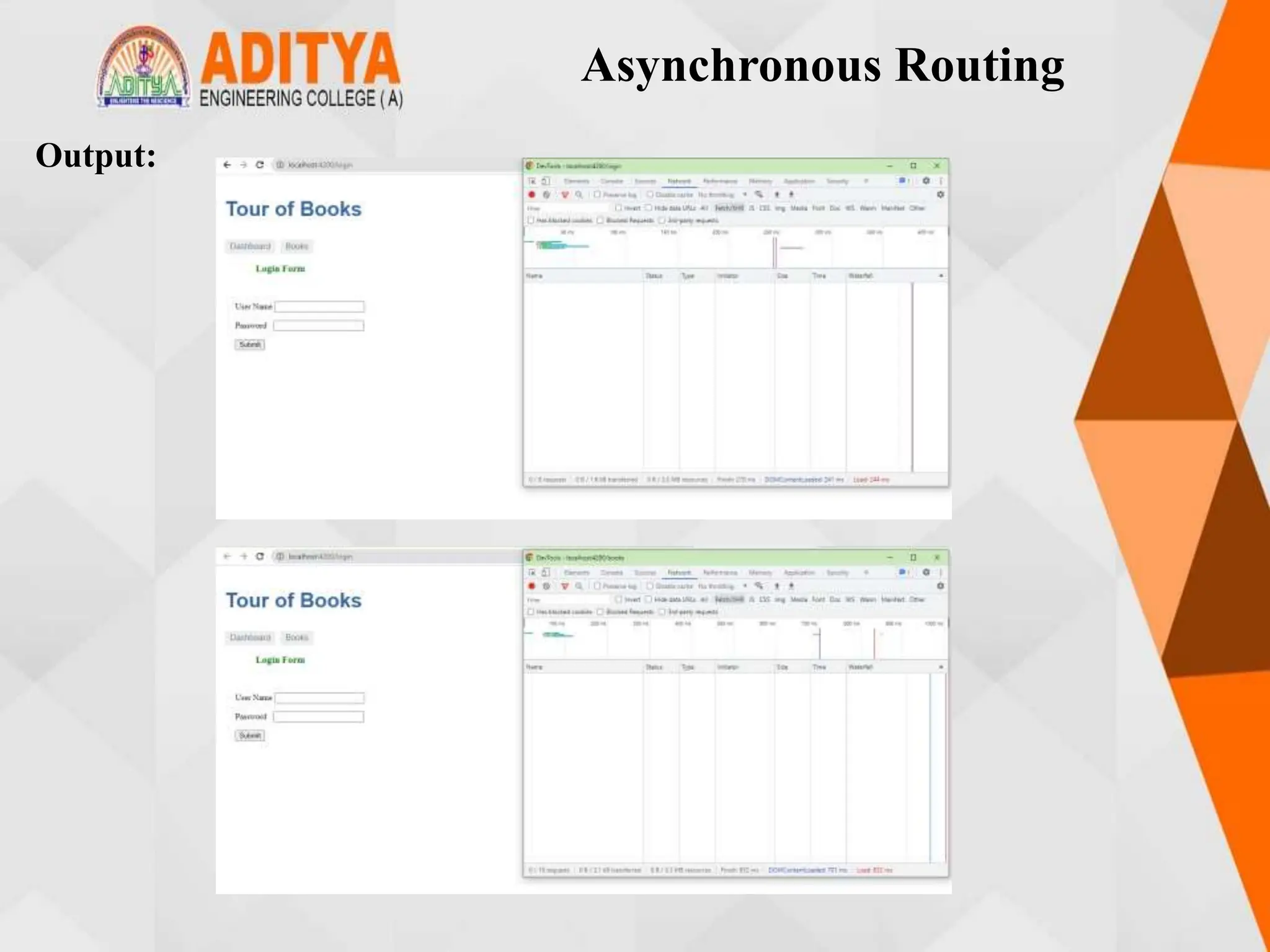 Asynchronous Routing
Output:
 