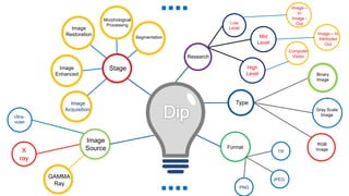 Low
Level
Binary
Image
Gray Scale
Image
RGB
ImageTIF
JPEG
PNG
X
ray
GAMMA
Ray
Ultra-
violet
Image –
In
Image -
Out
Image – In
Attributes
Out
Computer
Vision
Mid
Level
High
Level
Stage
Research
Type
Format
Image
Source
Image
Acquisition
Image
Enhanced
Image
Restoration
Segmentation
Morphological
Processing
 