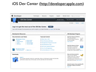 iOS Dev Center (http://developer.apple.com)