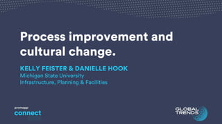 Process improvement and
cultural change.
KELLY FEISTER & DANIELLE HOOK
Michigan State University
Infrastructure, Planning & Facilities
 