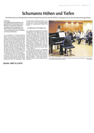 Quelle: WKZ 9.2.2015
J a h r e s b e r i c h t 2 0 1 4 / 1 5 - M S U R | 1 3
 