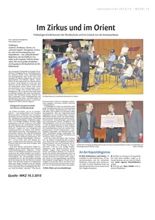 Quelle: WKZ 16.3.2015
J a h r e s b e r i c h t 2 0 1 4 / 1 5 - M S U R | 1 5
 