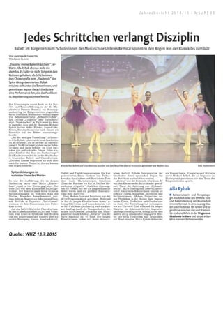 Quelle: WKZ 13.7.2015
J a h r e s b e r i c h t 2 0 1 4 / 1 5 - M S U R | 2 3
 