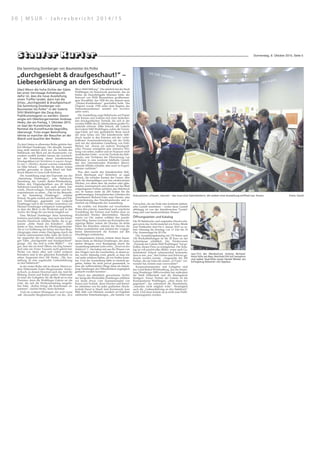 Donnerstag, 8. Oktober 2015, Seite 5
Diskussionen, schauen, staunen – das muss eine Galerieleiterin, die soeben eine Ausstellung eröffnet hat, freuen. Fotos: David
Jazz Trio der Musikschule Unteres Remstal:
Horst Götz am Bass, Reinhold Uhl mit Saxophon
und später Querflöte sowie Harald Wester am
Schlagzeug bekamen viel Applaus.
Versuchen, die am Ende eine konkrete ästheti-
sche Gestalt annehmen – wobei diese Gestalt
abhängig ist von der künstlerischen Vorstel-
lung und vom handwerklichen Wissen.“
Öffnungszeiten und Katalog
Die 99 Siebdrucke und originalen Druckvorla-
gen sowie das Archivmaterial wie Fotos, Briefe
und Postkarten sind bis 6. Januar 2016 zu se-
hen: Dienstag bis Sonntag von 11 Uhr bis 18
Uhr, donnerstags bis 20 Uhr.
Der Ausstellungskatalog mit 176 Seiten und
156 Werkabbildungen ist für 28 Euro an der
Galeriekasse erhältlich. Der Förderverein
„Freunde der Galerie Stihl Waiblingen“ hat ge-
holfen, diesen Preis zu ermöglichen. Der Kata-
log ist voll prachtvoller Bilder, wenn auch Ga-
lerieleiterin Schuck schmunzelnd bedauerte,
dass er mit „nur“ drei Farben und Schwarz ge-
druckt werden konnte. „Angesichts der 200
Farben, die ein Estes für seinen „D-Train“ ver-
wendet hat, könnte man verzweifeln!“.
Kooperationspartner und Leihgeber sind
das Land Baden-Württemberg, das die Samm-
lung Domberger 2009 erworben hat; außerdem
die Stadt Filderstadt und die Staatsgalerie
Stuttgart. Treuer Partner der Galerie ist die
Kreissparkasse Waiblingen, „ohne deren En-
gagement“, das unterstrich die Hausleiterin,
„manches nicht möglich wäre“. Womöglich
auch die „Liebeserklärung an den Siebdruck“
nicht. Und dann könnte sie ja nicht zum Publi-
kumsmagneten werden.
Mayr-Stihl Stiftung“. Die nämlich hat der Stadt
Waiblingen ein Kunstwerk geschenkt, das sie
bisher als Dauerleihgabe besessen hatte: der
Entwurf von Willi Baumeisters großformati-
gem Wandbild, das 1928 für das damals neue
„Döcker-Krankenhaus“ geschaffen hatte. Das
Original wurde 1938 unter dem Regime des
Nationalsozialismus’ zerstört (wir berichten
später mehr).
Die Ausstellung zeigt Siebdrucke auf Papier
und Karton und widmet sich einer bedeuten-
den druckgrafischen Technik, die sich in der
zweiten Hälfte des 20. Jahrhunderts großer Po-
pularität erfreute. Silke Schuck, die Leiterin
der Galerie Stihl Waiblingen, nahm die Vernis-
sage-Gäste auf eine gedankliche Reise durch
die neue Schau mit. Der künstlerische Sieb-
druck tauche in den Künsten mit der vorbe-
haltlosen Auseinandersetzung mit der Farbe
und mit der abstrakten Gestaltung von Farb-
flächen auf. „Kaum ein anderer druckgrafi-
scher Prozess ermöglicht jene intensive Wir-
kung von satten, matten und an Nuancen reich
modulierten Farbe – es ist die Technik des Sieb-
drucks, sein Verfahren der Übersetzung von
Bildideen in eine konkrete bildhafte Gestalt,
das den internationalen Künstlern überra-
schende Effekte erlaubte, aber auch zu Experi-
menten verführte“.
Was aber macht den künstlerischen Sieb-
druck überhaupt aus? Sicherlich, so sagte
Schuck, die scharfen Kanten der Linien, aber
auch die ebenmäßigen und fein strukturierten
Flächen, vor allem aber die matten oder glän-
zenden, kontrastreich und direkt auf das Blatt
aufgetragenen Farben zeichnen den Siebdruck
aus. So kamen mehr als 200 Farben für die
großformatigen, fotorealistischen Arbeiten des
Amerikaners Richard Estes zum Einsatz, eine
Pionierleistung des Druckhandwerks und si-
cherlich ein Höhepunkt der Ausstellung.
Sie erzähle, wie Künstler auf verschiedene
Weise ihre präzise, manchmal auch unpräzise
Vorstellung der Formen und Farben eines zu
druckenden Werkes übermittelten. Manche
waren vor Ort, andere wählten den postali-
schen Weg. Immer wurden aus Konzepten ein-
zigartige Bilder, indem die Drucker als dritte
Hand des Künstlers anhand der Skizzen die
Farben modulierten und anhand der vorgege-
benen Ideenentwürfe die Formen auf den
Druckbögen realisierten.
Galerieleiterin Schuck richtete ihren beson-
deren Dank an Michael Domberger, der dem-
nächst übrigens zwei Rundgänge durch die
Ausstellung anbietet (siehe unten, „Rund um den
Siebdruck“): „Sie haben mit uns Ihr Wissen von
den Dingen und die Geschichten, in denen je-
des Archiv lebendig wird, geteilt, so dass wir
viel mehr erfahren haben, als wir hoffen konn-
ten. Und die Ausstellung hätte es niemals ge-
geben, hätten Sie nicht privat gesammelt, so
dass die aufbewahrten Dinge dann als Samm-
lung Domberger der Öffentlichkeit zugänglich
gemacht werden konnten“.
Durch das allmählich gewachsene Archiv
der Serigrafie-Werkstätte Domberger erführen
wir heute etwas vom Zusammenspiel von
Kunst und Technik, denn Drucker und Künst-
ler arbeiteten wie bei jeder grafischen Druck-
technik Hand in Hand: kein Kunstwerk, kein
Bild, falle vom Himmel, sondern sei Ergebnis
zahlreicher Entscheidungen, „die Summe von
(dav) Wenn die hohe Dichte der Gäste
bei einer Vernissage Anhaltspunkt
dafür ist, dass die neue Ausstellung
einen Treffer landet, dann hat die
Schau „durchgesiebt  draufgeschaut!
Die Sammlung Domberger von
Baumeister bis Polke“ in der Galerie
Stihl Waiblingen das Zeug dazu,
Publikumsmagnet zu werden. Davon
zeigte sich Oberbürgermeister Andreas
Hesky, der am Freitag, 1. Oktober 2015,
im Saal der Kunstschule Unteres
Remstal die Kunstfreunde begrüßte,
überzeugt. Trotz enger Bestuhlung
lehnte so mancher der Besucher an der
Wand und lauschte den Reden.
Zu den Gästen in allererster Reihe gehörte frei-
lich Michael Domberger. Die aktuelle Ausstel-
lung stellt nämlich nicht nur die Technik des
Siebdrucks mit Blick auf die Kunstwerke vor,
sondern erzählt darüber hinaus die Geschich-
ten der Entstehung dieser künstlerischen
Druckgrafiken (wir berichteten in unserer Ausga-
be vom 1. Oktober), darauf verwies Galerieleite-
rin Silke Schuck – übrigens für diesen Anlass
perfekt gewandet in einem Kleid mit Sieb-
druck-Muster in Grau-Gelb-Schwarz.
Die Ausstellung zeigt also Exponate aus der
„Sammlung Domberger“, eine Siebdruck-
Sammlung des Landes Baden-Württemberg.
Neben den Originalgrafiken aus 40 Jahren
Siebdruck-Geschichte sind auch seltene Ent-
würfe, Druckvorlagen, Probedrucke und Kor-
respondenzen zu sehen. „Das ist das Besonde-
re der Sammlung Domberger“, erklärte
Schuck. Sie gehe zurück auf die Firma und Edi-
tion Domberger, gegründet von Luitpold
Domberger und in der zweiten Generation von
Michael Domberger erfolgreich weitergeführt,
so dass der Blick in die Werkstatt und in das
Archiv der Dinge für uns heute möglich sei.
Dass Michael Domberger diese Sammlung
fortsetze und dafür sorge, dass auch das künst-
lerische Handwerk erhalten bleibe, die so ge-
nannte „dritte Hand des Künstlers“, dafür
danke er ihm, betonte der Oberbürgermeister.
Als er vor Eröffnung der Schau mit einer Besu-
chergruppe einen ersten Durchgang durch die
Galerie unternommen habe, habe am Ende ei-
ner angesichts des auf Anhieb undurchsichti-
gen Titels „durchgesiebt und draufgeschaut!“
gesagt: „Ha, das sind ja echte Bilder!“ – wie
gut, dass das ein Josef Albers, ein Jörg Immen-
dorf oder ein Victor Vasarely nicht gehört hat.
Werke von ihnen allen und vielen weiteren
Künstlern sind in der gläsernen Kunsthalle zu
sehen. Insgesamt etwa 100. Hesky: „Die Aus-
stellung ist eine regelrechte Liebeserklärung
an den Siebdruck!“.
In der ersten Reihe saß an diesem Abend zu-
dem Filderstadts Erster Bürgermeister Andre-
as Koch, zu dessen Dezernat auch das Amt für
Bildung, Kunst und Kultur gehört. Filderstadt
ist einer der Leihgeber; für die Stadt sei es eine
Premiere, denn die Waiblinger Galerie sei die
erste, die sich die Werkesammlung ausgelie-
hen habe. „Kultur bringt die Kommunen zu-
sammen“, meinte Hesky, knitz lächelnd.
Und ein weiterer Ehrengast, der weit vorne
saß: Alexander Burghartswieser von der „Eva
Die Sammlung Domberger von Baumeister bis Polke
„durchgesiebt  draufgeschaut!“ –
Liebeserklärung an den Siebdruck
3 0 | M S U R - J a h r e s b e r i c h t 2 0 1 4 / 1 5
 