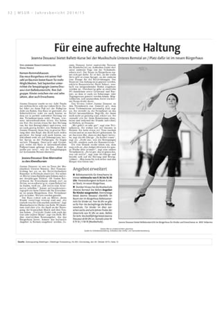 30.10.15 08:17Bildausgabe
Seite 1 von 1http://epaper.zvw.de/digiPaper/servlet/picturepageservlet?picture…1843976page=669335text=6533372showtext=trueshowpicture=false
Dieses Bild ist urheberrechtlich geschützt.
Quelle für Artikeltextdarstellung: Artikeltext oder Artikel- und Ganzseitendarstellung.
Quelle: Zeitungsverlag Waiblingen | Waiblinger Kreiszeitung | Nr.250 | Donnerstag, den 29. Oktober 2015 | Seite 12
3 2 | M S U R - J a h r e s b e r i c h t 2 0 1 4 / 1 5
 