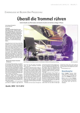 Chronologie mit Bildern Und Presseschau
J a h r e s b e r i c h t 2 0 1 4 / 1 5 - M S U R | 7
Quelle: WKZ 15.11.2014
 