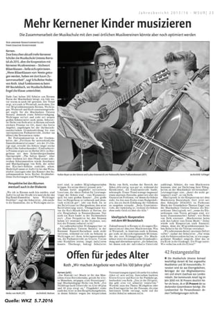 Quelle: WKZ 5.7.2016
J a h r e s b e r i c h t 2 0 1 5 / 1 6 - M S U R | 2 3
 