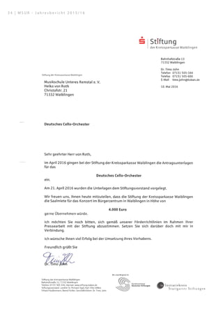 3 4 | M S U R - J a h r e s b e r i c h t 2 0 1 5 / 1 6
 