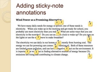 Adding sticky-note
annotations

 