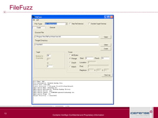 13
Contains VeriSign Confidential and Proprietary Information
FileFuzz
 
