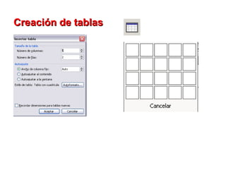 Creación de tablas   
