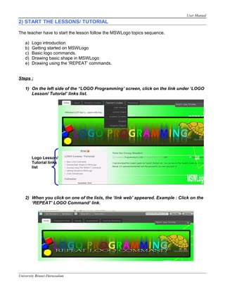 Msw logo application user manual for teacher | DOC