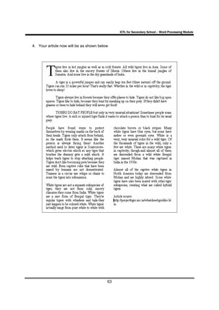 ICTL for Secondary School - Word Processing Module



4. Your article now will be as shown below




                                         63
 