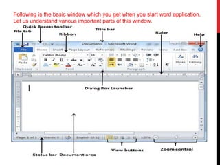 Word Components Window Ms word | PPTX
