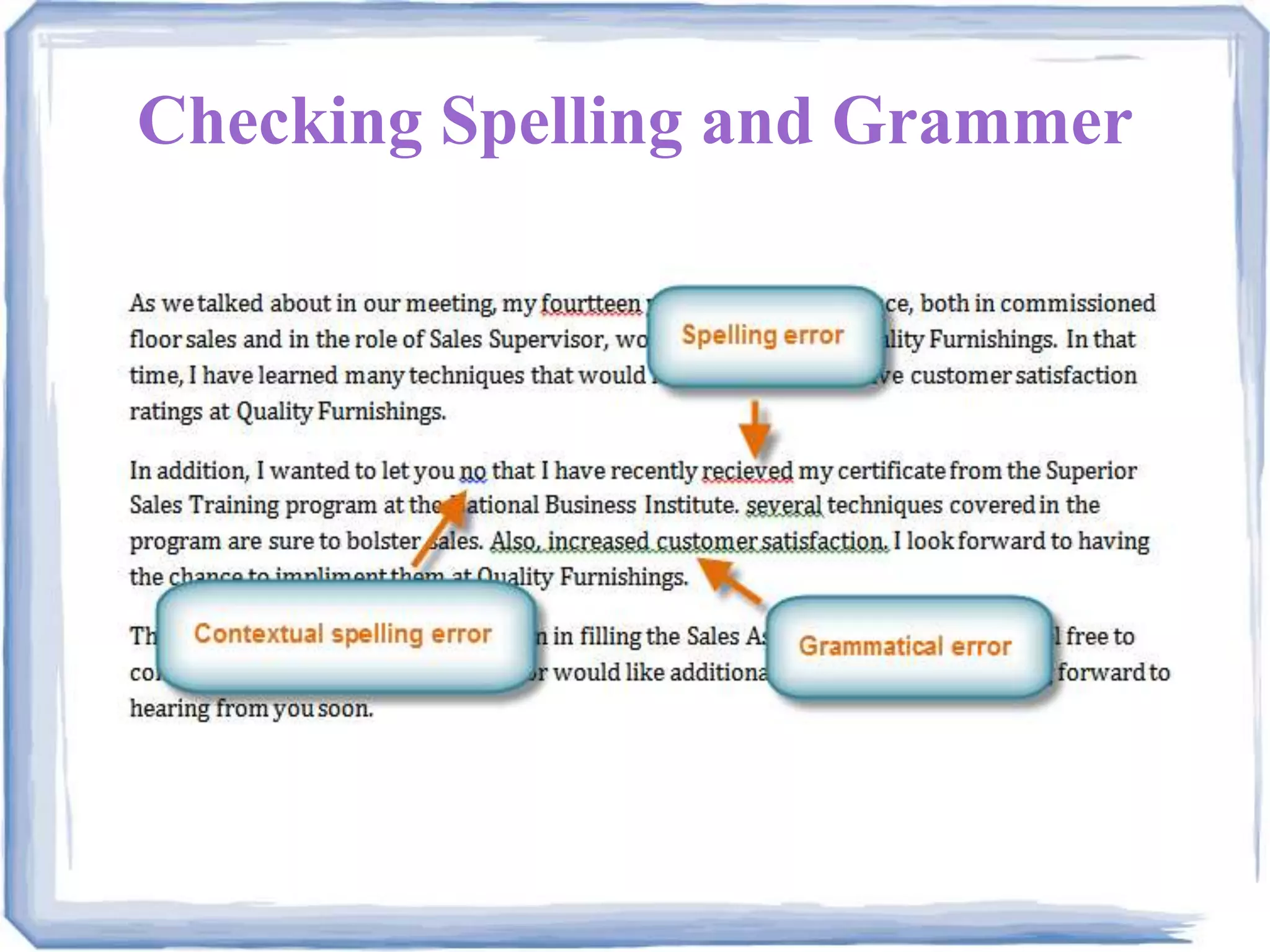 Checking Spelling and Grammer