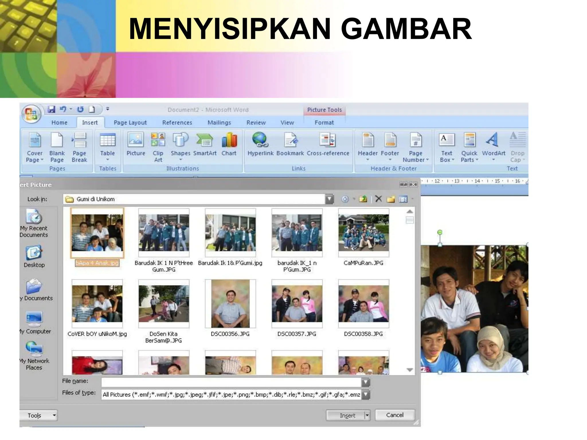 MENYISIPKAN GAMBAR
 