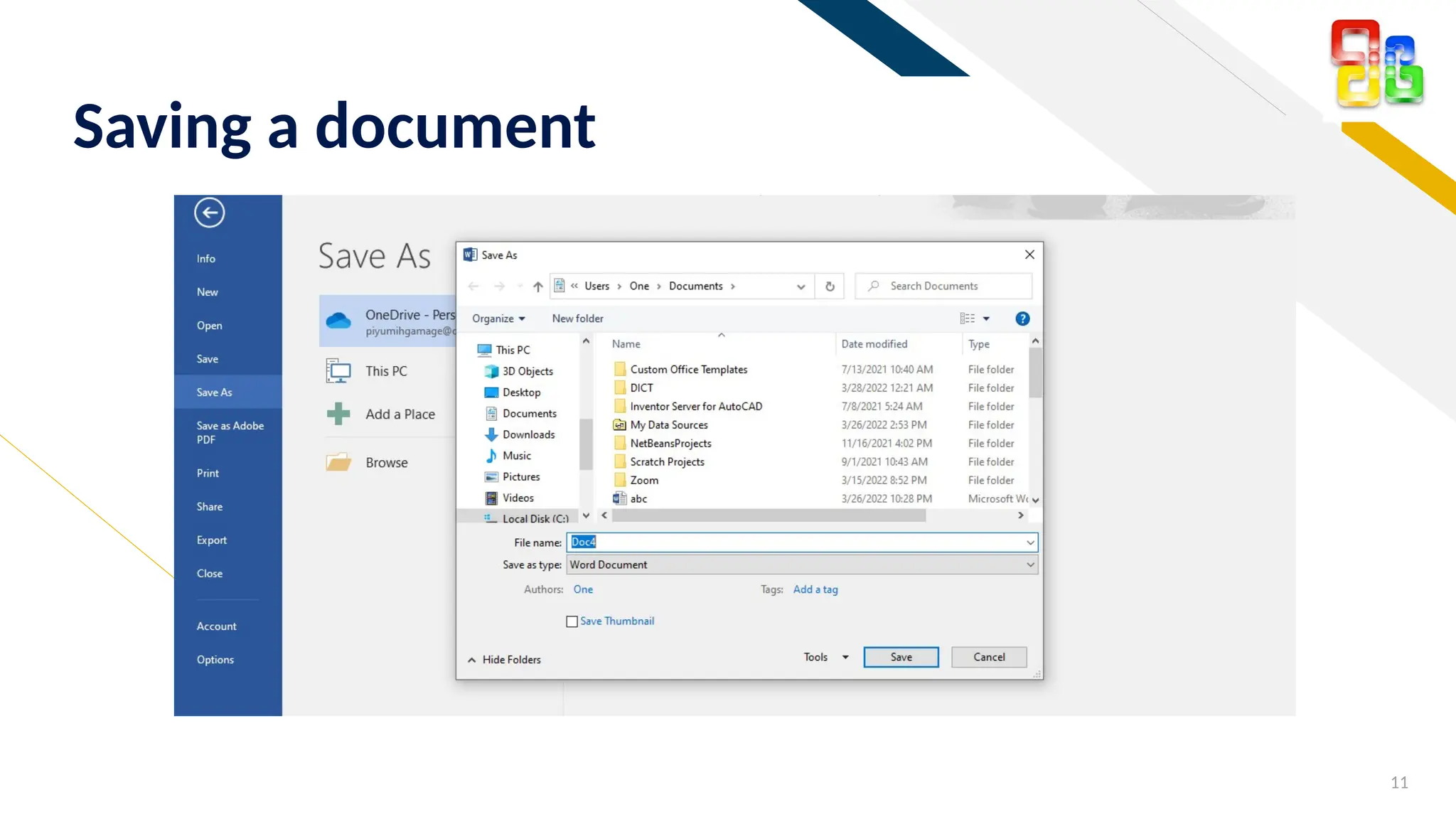 FR
11
Saving a document
 