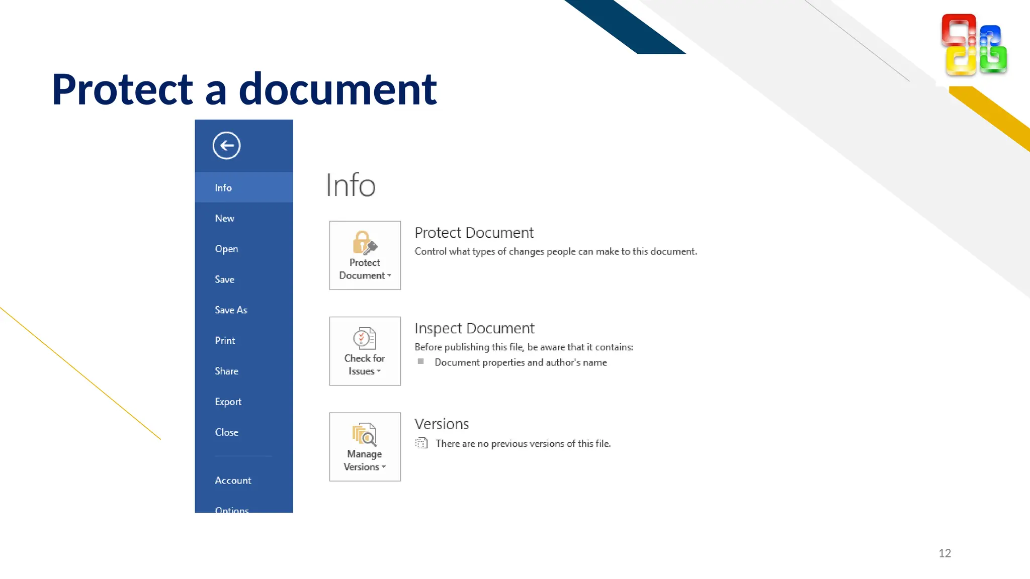 FR
12
Protect a document
 