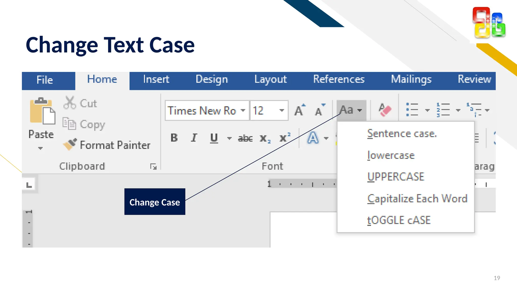 FR
19
Change Text Case
Change Case
 