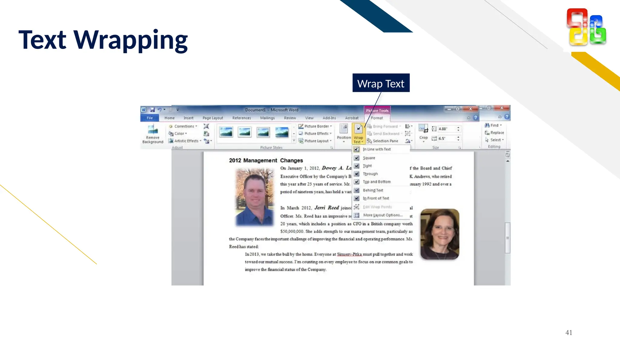 FR
Text Wrapping
41
Wrap Text
 